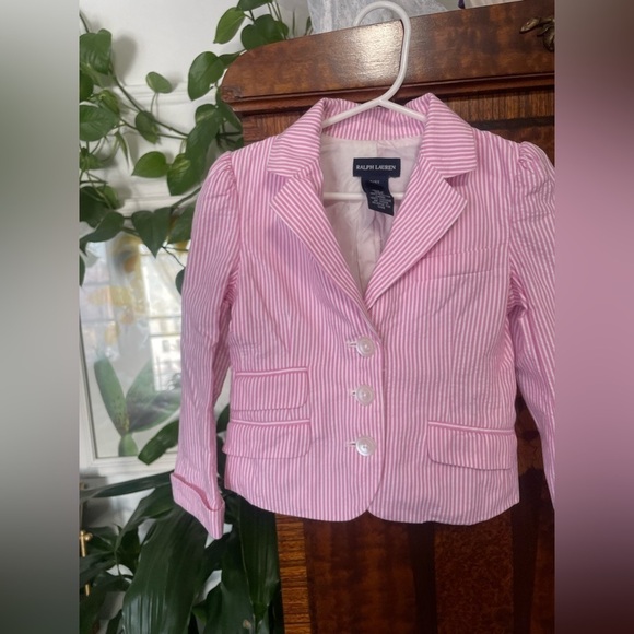 Ralph Lauren Toddler Girl Old Money Seersucker Blazer Pink Stripes size 4/4T - Picture 11 of 12